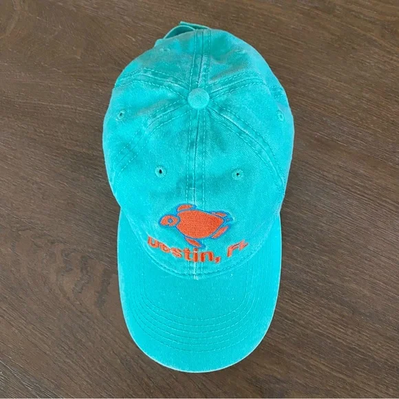 Turquoise Destin, FL Cap with Orange Turtle - Picture 3 of 5